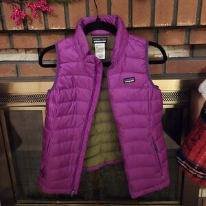 Rare Patagonia Vibrant Purple And Olive Green Quilted Vest